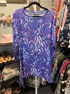 Lily Purple Multi-Leaf Print Tunic
